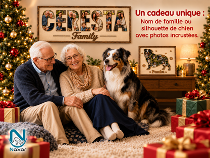 Cadre Personnalisé en bois - Animaux de compagnie, Nom de famille ou prénom