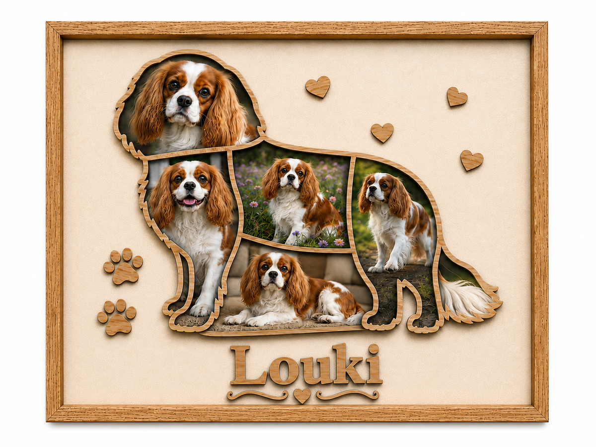 Cadre Personnalisé en bois - Animaux de compagnie, Nom de famille ou prénom