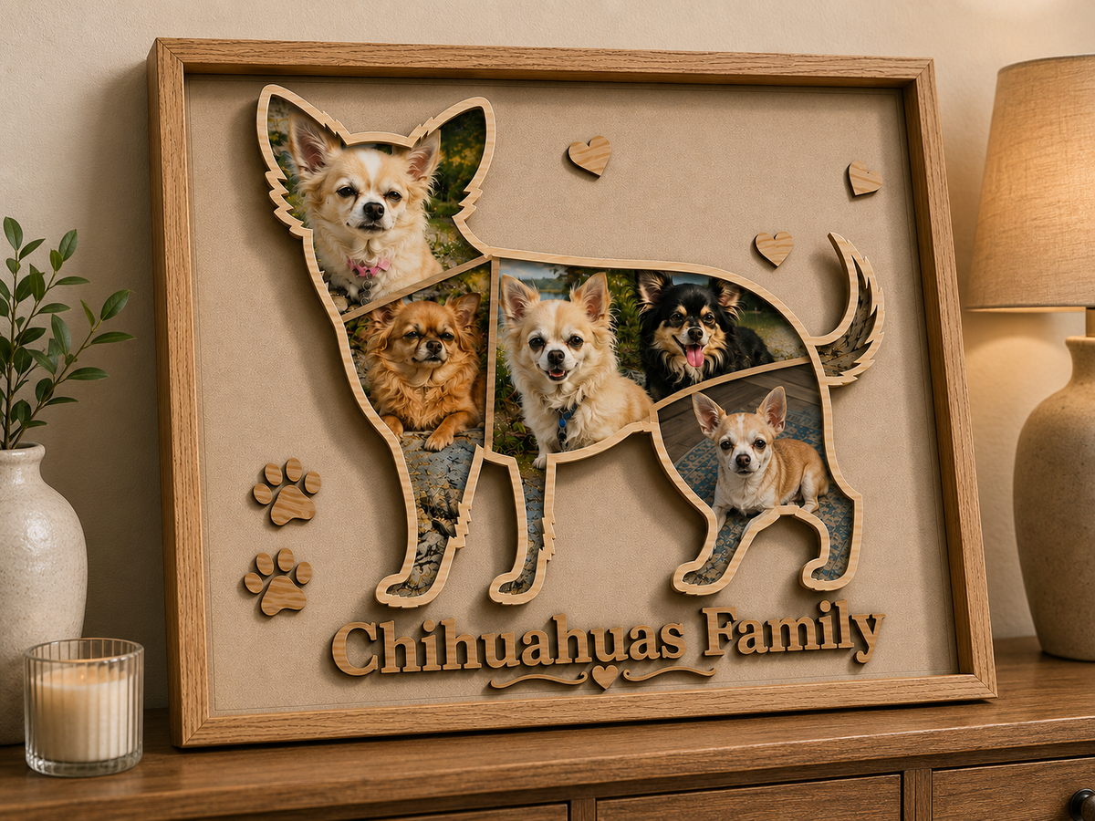Cadre Personnalisé en bois - Animaux de compagnie, Nom de famille ou prénom