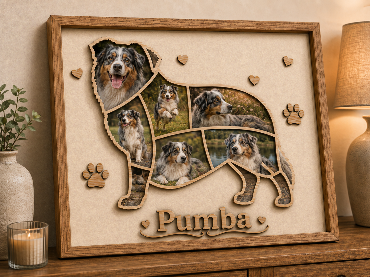 Cadre Personnalisé en bois - Animaux de compagnie, Nom de famille ou prénom