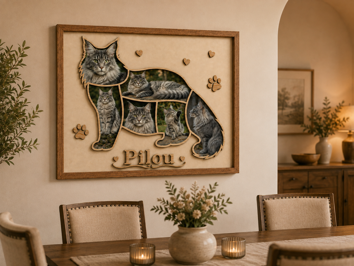 Cadre Personnalisé en bois - Animaux de compagnie, Nom de famille ou prénom